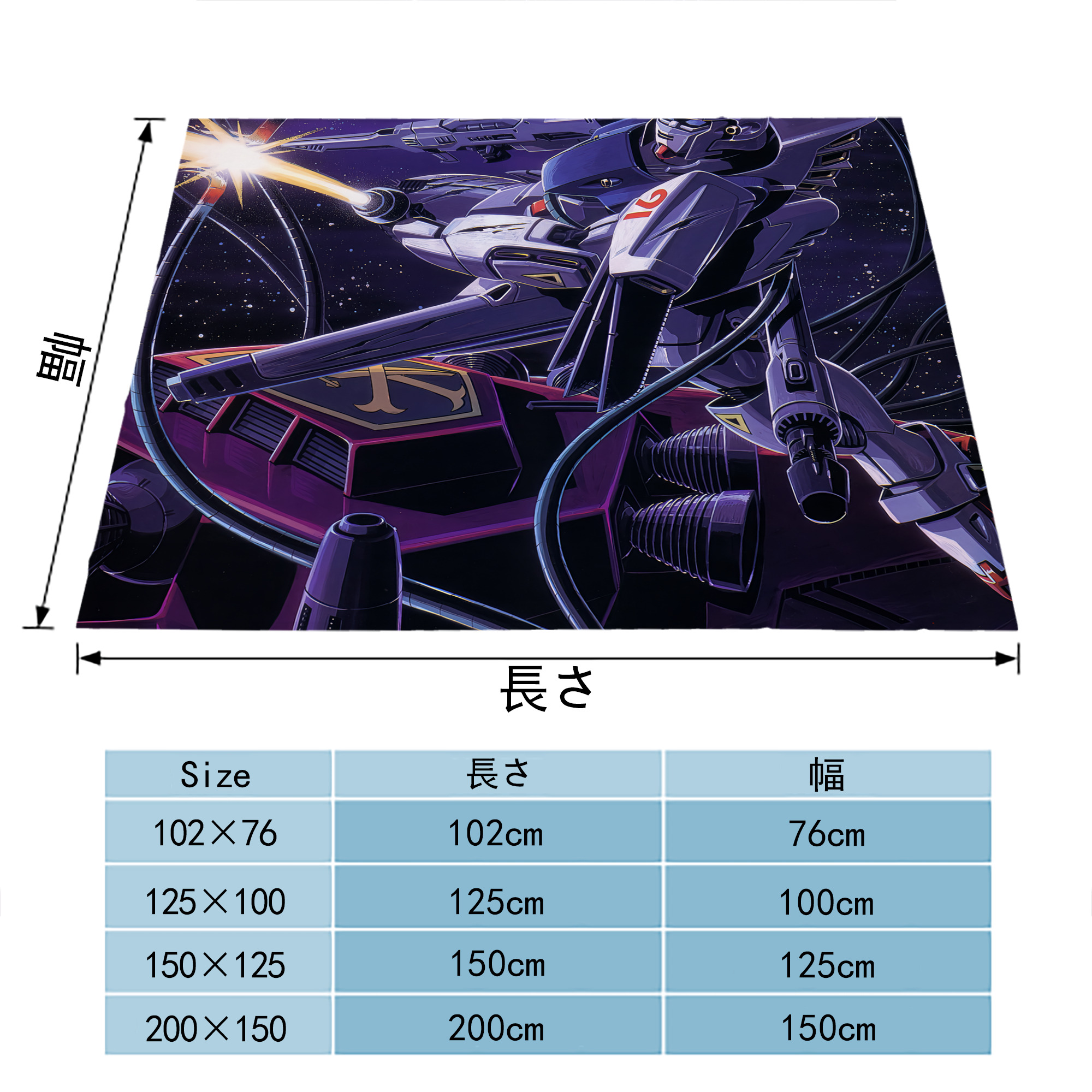 機動戦士ガンダム Mobile Suit Gundam フランネルブランケット・多サイズ対応（横型）