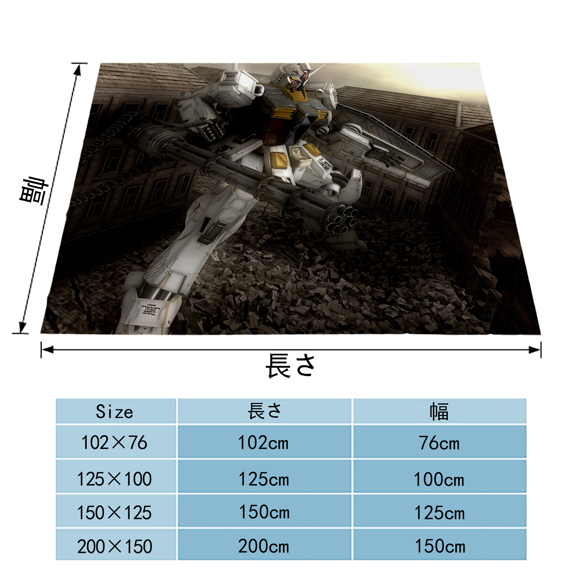 機動戦士ガンダム Mobile Suit Gundam フランネルブランケット・多サイズ対応（横型）