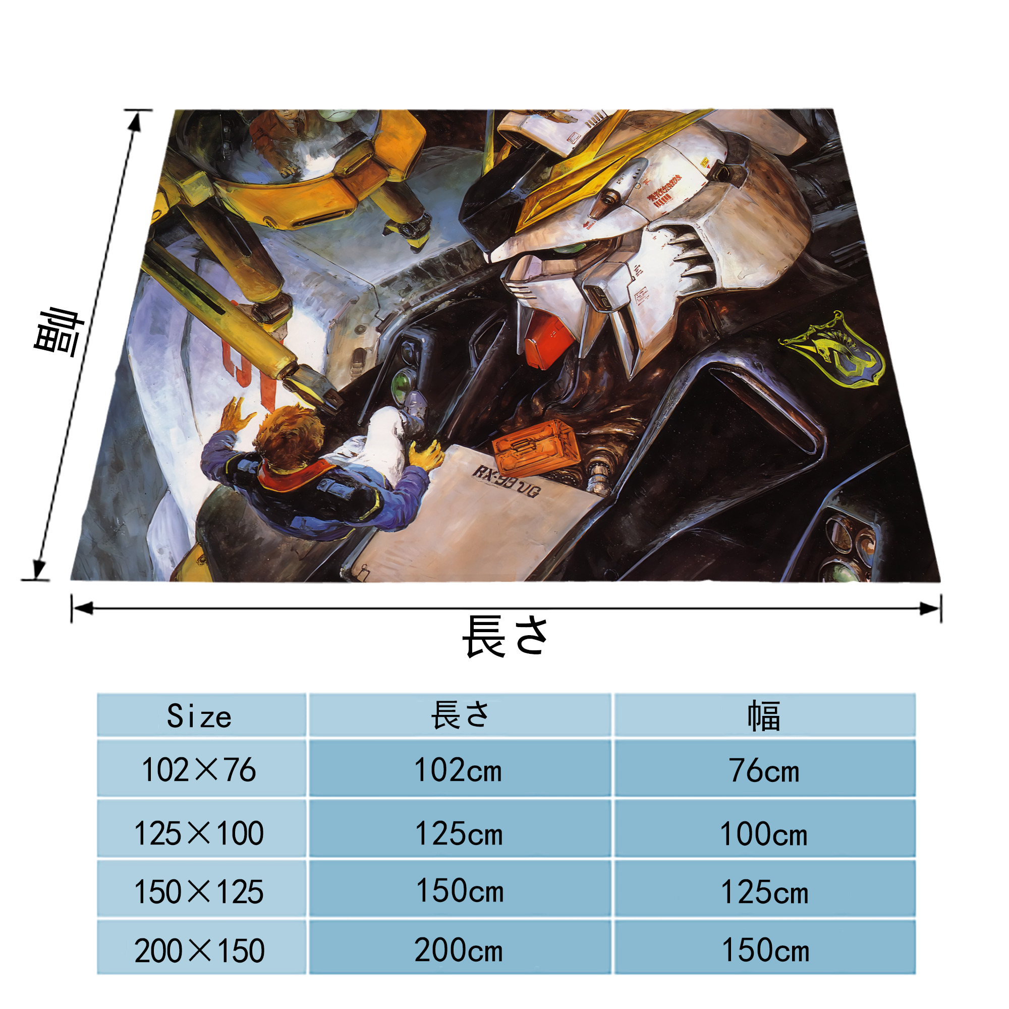 機動戦士ガンダム Mobile Suit Gundam フランネルブランケット・多サイズ対応（横型）