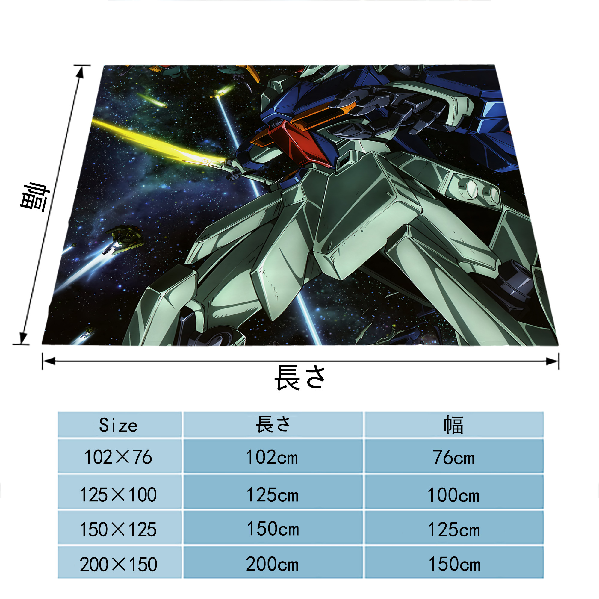 機動戦士ガンダム Mobile Suit Gundam フランネルブランケット・多サイズ対応（横型）