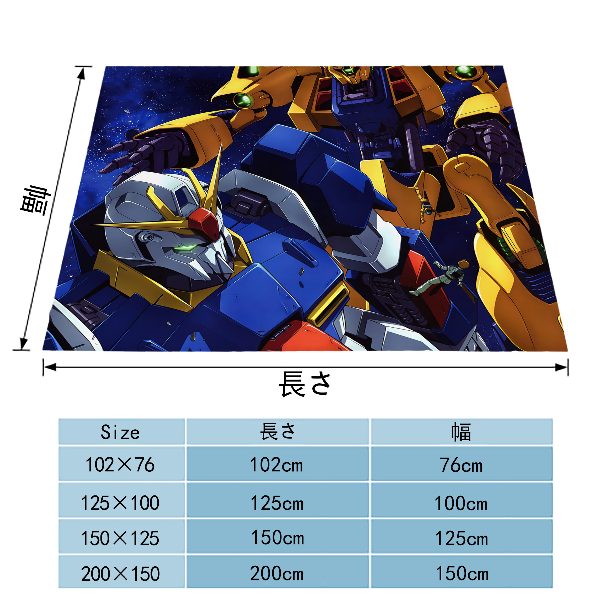機動戦士ガンダム Mobile Suit Gundam フランネルブランケット・多サイズ対応（横型）
