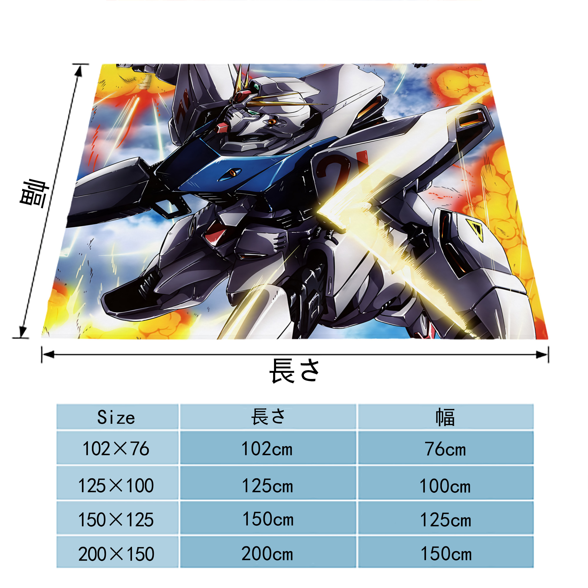 機動戦士ガンダム Mobile Suit Gundam フランネルブランケット・多サイズ対応（横型）