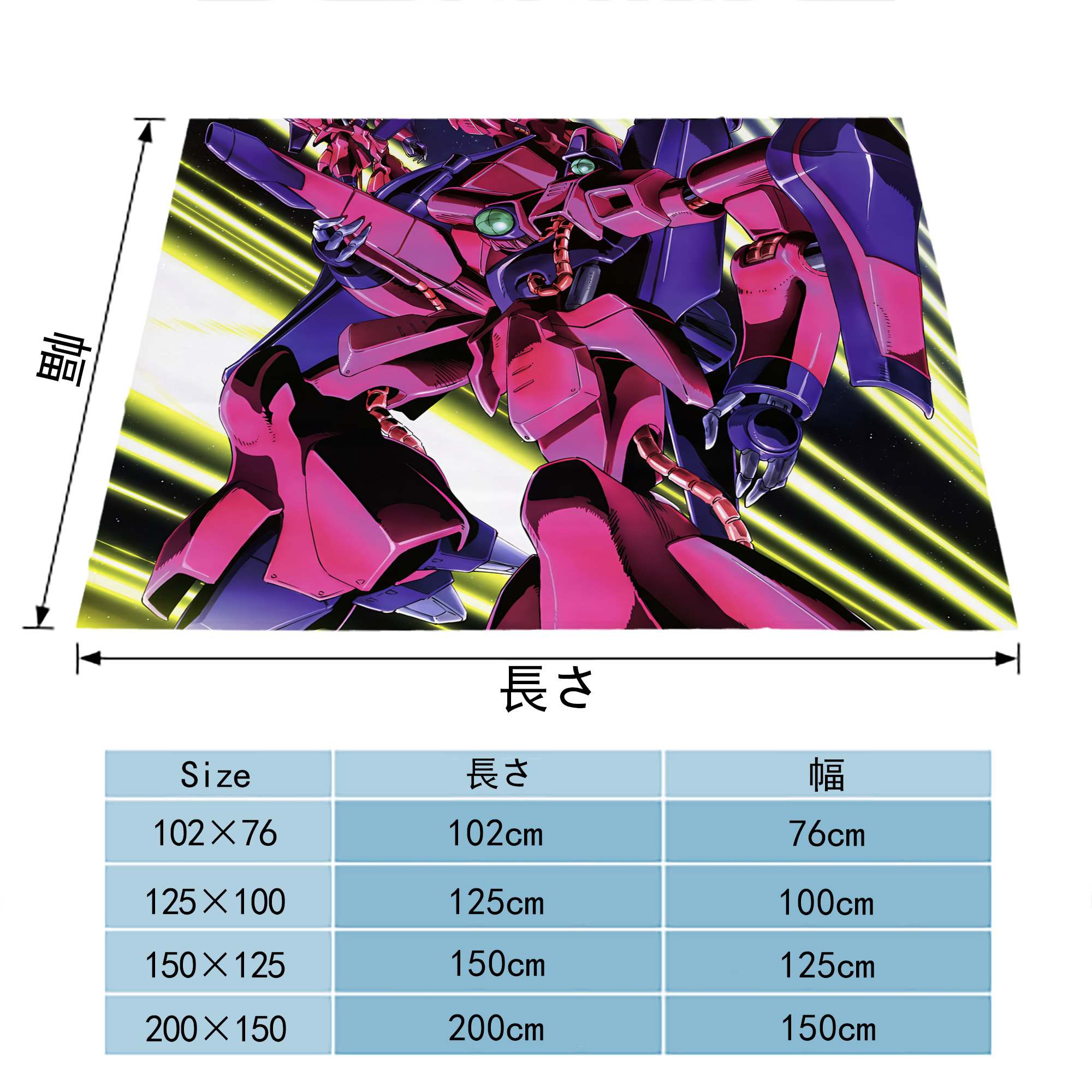 機動戦士ガンダム Mobile Suit Gundam フランネルブランケット・多サイズ対応（横型）