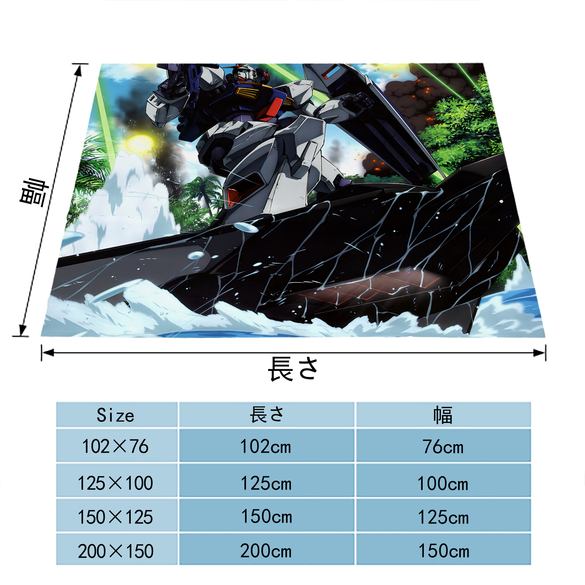 機動戦士ガンダム Mobile Suit Gundam フランネルブランケット・多サイズ対応（横型）