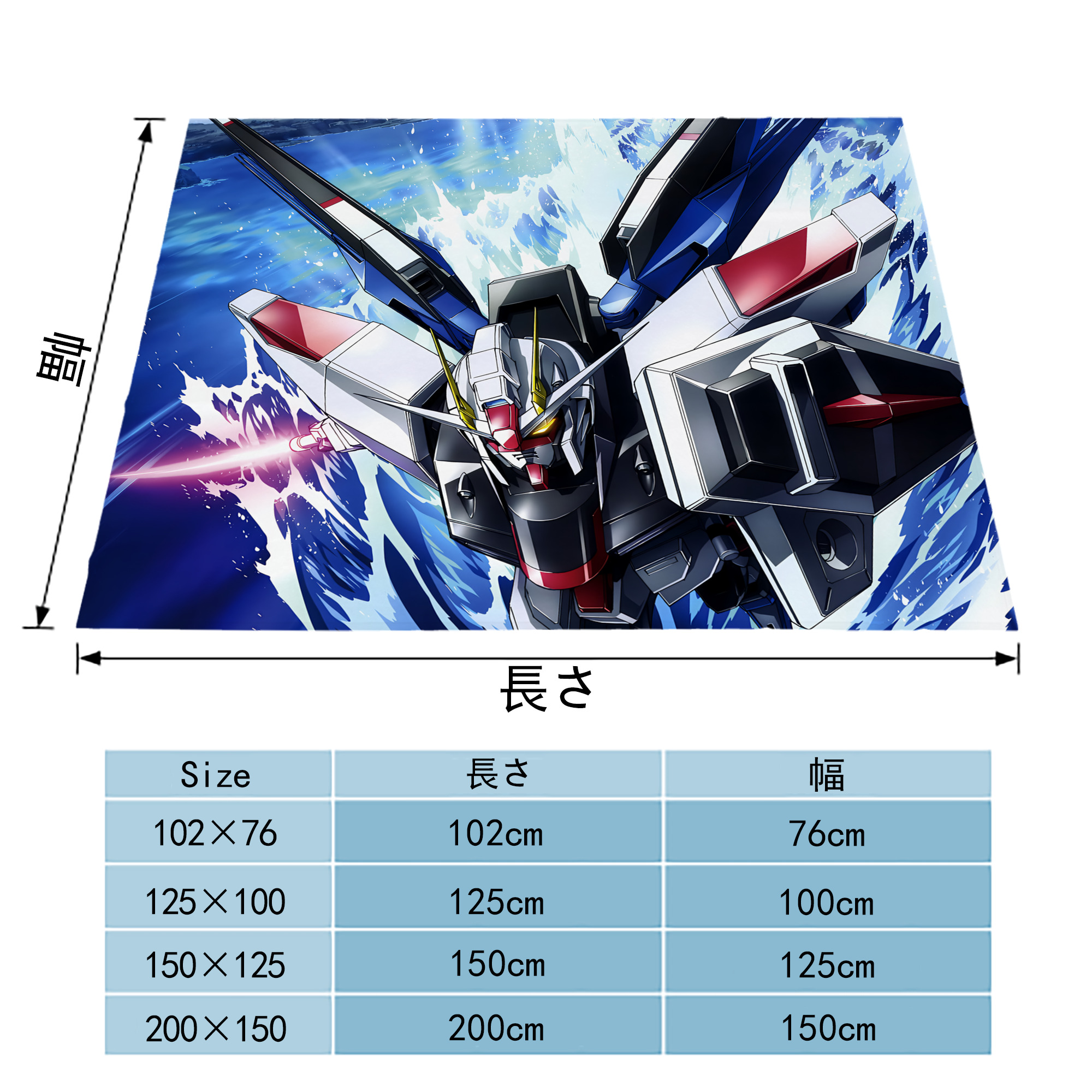 機動戦士ガンダム Mobile Suit Gundam フランネルブランケット・多サイズ対応（横型）