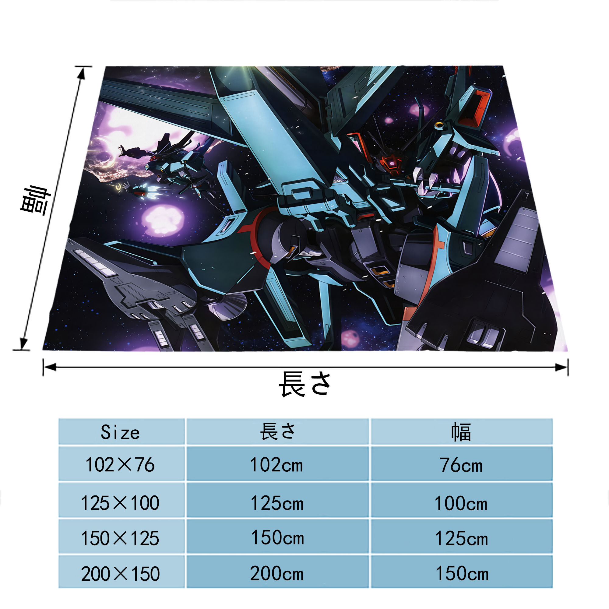 機動戦士ガンダム Mobile Suit Gundam フランネルブランケット・多サイズ対応（横型）
