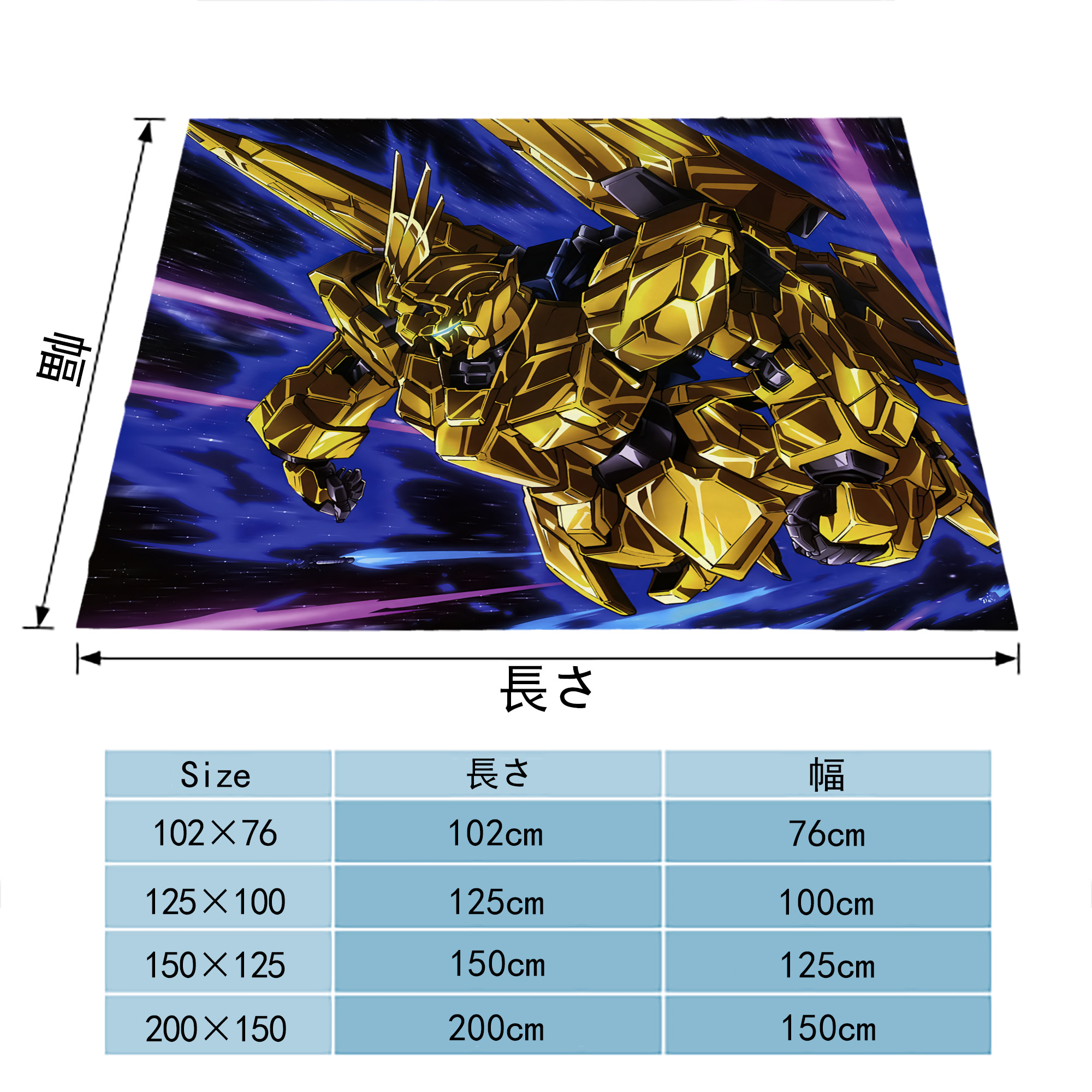 機動戦士ガンダム Mobile Suit Gundam フランネルブランケット・多サイズ対応（横型）