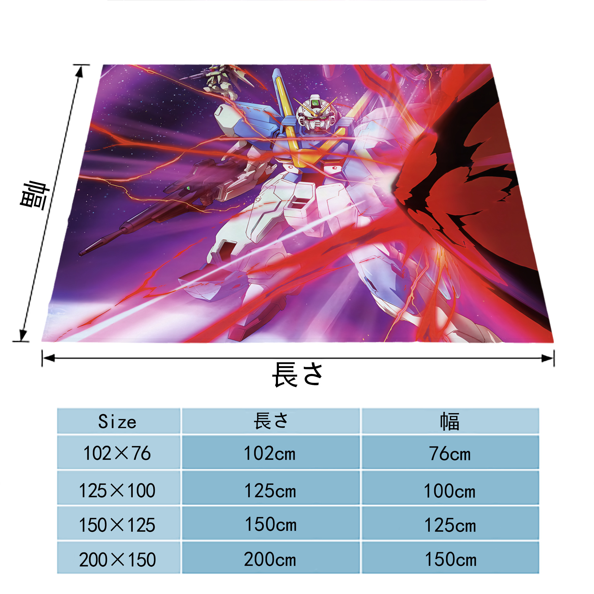 機動戦士ガンダム Mobile Suit Gundam フランネルブランケット・多サイズ対応（横型）