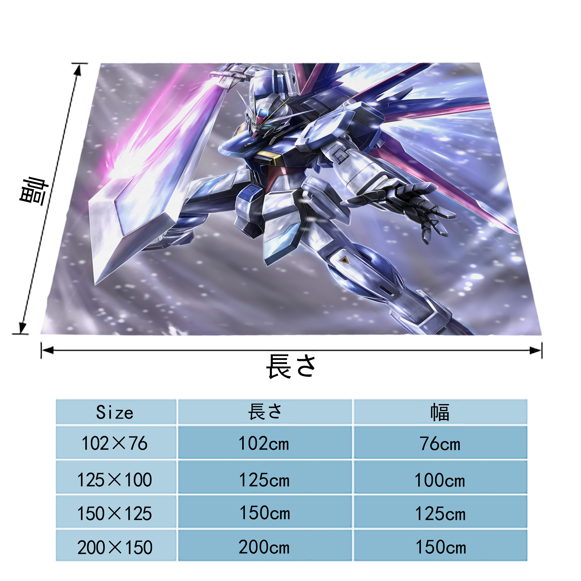 機動戦士ガンダム Mobile Suit Gundam フランネルブランケット・多サイズ対応（横型）