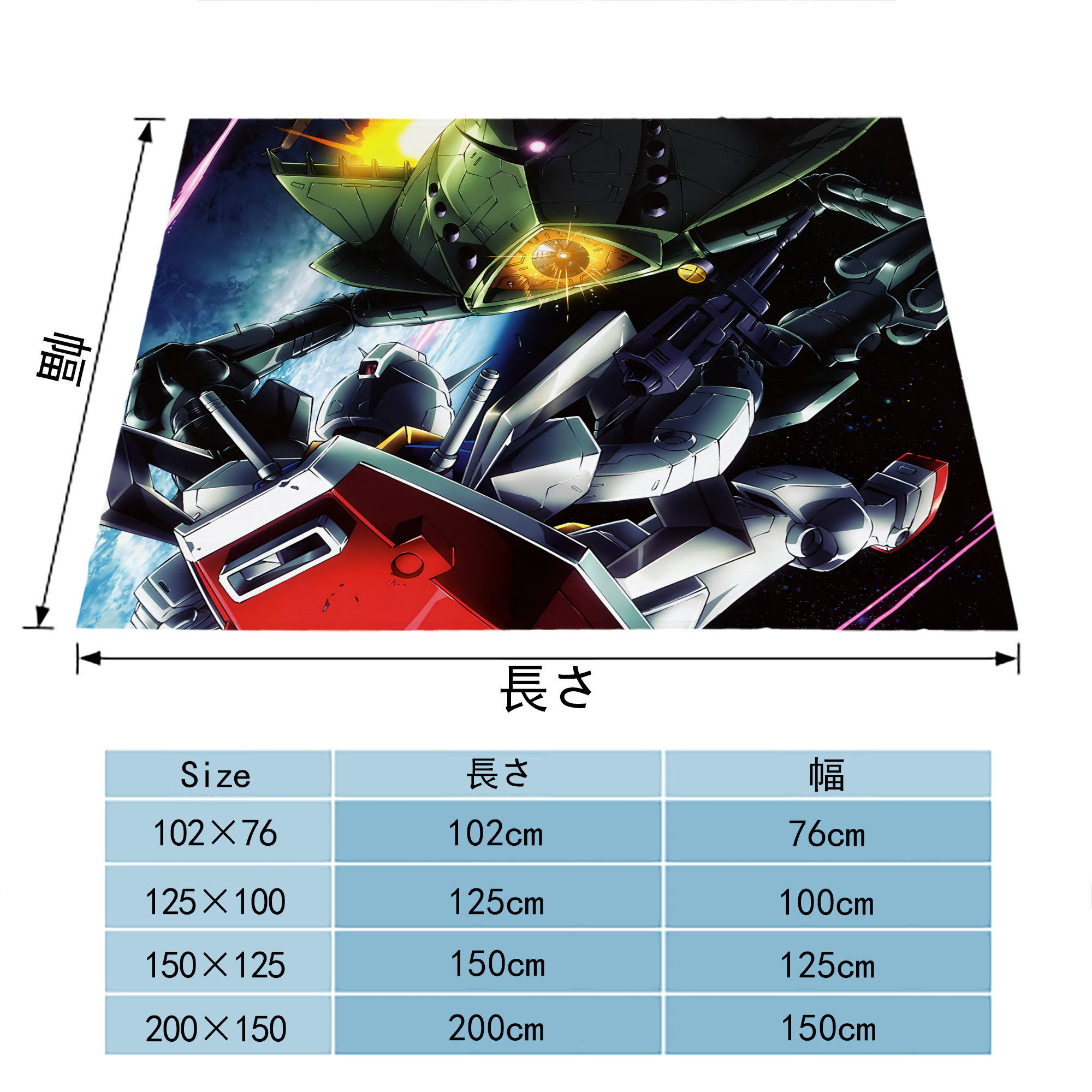 機動戦士ガンダム Mobile Suit Gundam フランネルブランケット・多サイズ対応（横型）